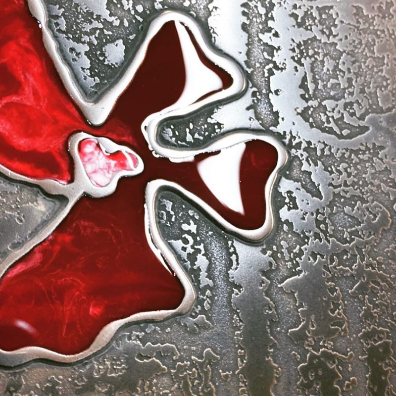 Red Flower Liquid Metal Sheets