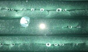 Textured Green Resin Panel with Bubble and Linear Design