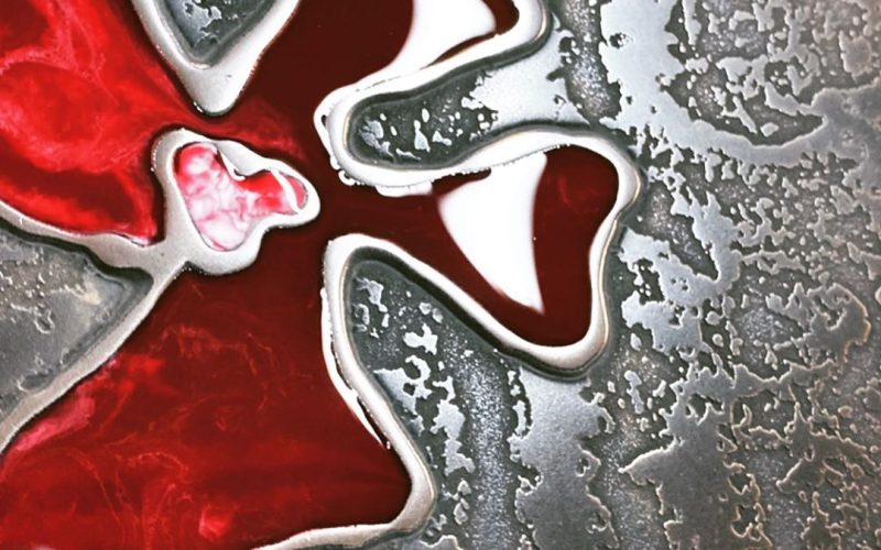 Red Flower Liquid Metal Sheets